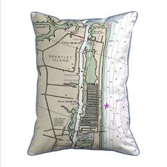 Ocean Isle, NC Nautical Map Extra Large Zippered Indoor/Outdoor Pillow 20x24