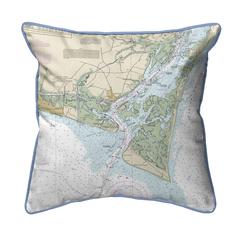 Baldhead Island, NC Nautical Map Extra Large Zippered Indoor/Outdoor Pillow 22x22