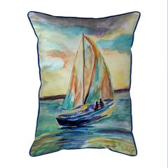 Teal Sailboat Extra Large Zippered Indoor/Outdoor Pillow 20x24