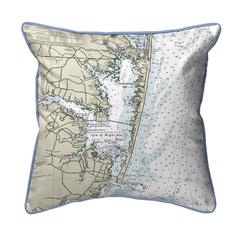 Fenwick Island to Chincoteague Inlet, VA Nautical Map Extra Large Zippered Indoor/Outdoor Pillow 22x22