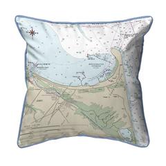 Lewes, DE Nautical Map Extra Large Zippered Indoor/Outdoor Pillow 22x22