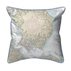 Slomons Island, MD Nautical Map Extra Large Zippered Indoor/Outdoor Pillow 22x22