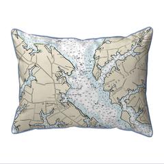 Chesapeake Bay - Miles River, MD Nautical Map Extra Large Zippered Indoor/Outdoor Pillow 20x24