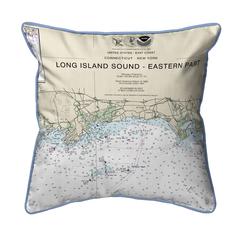 Long Island Sound - Eastern Part Detail, NY Nautical Map Extra Large Zippered Indoor/Outdoor Pillow 22x22