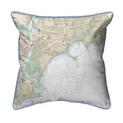 North Long Island Sound, NY Nautical Map Extra Large Zippered Indoor/Outdoor Pillow 22x22