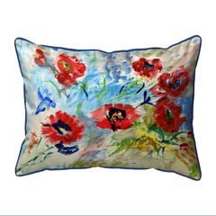 Red Poppies Extra Large Zippered Pillow 20x24