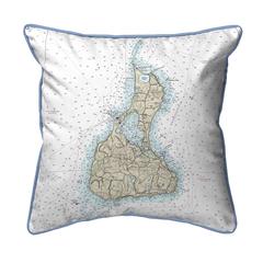 Block Island, RI Nautical Map Extra Large Zippered Indoor/Outdoor Pillow 22x22