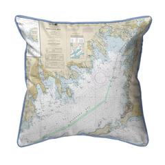 Buzzards Bay, MA Nautical Map Extra Large Zippered Indoor/Outdoor Pillow 22x22