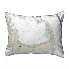 Cape Cod Bay, MA Nautical Map Extra Large Zippered Indoor/Outdoor Pillow 20x24