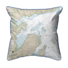 Salem, Marblehead and Beverly Harbors, MA Nautical Map Extra Large Zippered Indoor/Outdoor Pillow 22x22