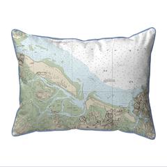 Essex Bay and Essex River, MA Nautical Map Extra Large Zippered Indoor/Outdoor Pillow 20x24