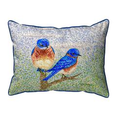 Two Blue Birds Extra Large Zippered Pillow 20x24