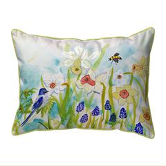 Bird & Daffodils Extra Large Zippered Pillow 22x22