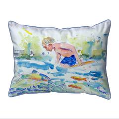 Boy & Fish Extra Large Zippered Pillow 22x22