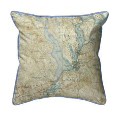 Lake Winnisquam, NH Nautical Map Extra Large Zippered Indoor/Outdoor Pillow 22x22