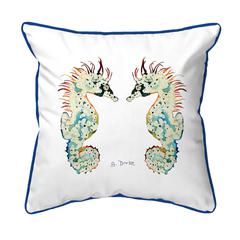 Betsy's Seahorses White Background Extra Large Corded Indoor/Outdoor Pillow 22x22
