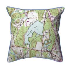 Alexander's Lake, CT Nautical Map Extra Large Zippered Indoor/Outdoor Pillow 22x22