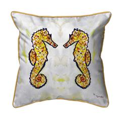 Gold Sea Horses Extra Large Zippered Pillow 22x22