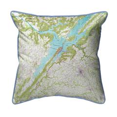 Lake Guntersville, AL Nautical Map Extra Large Zippered Indoor/Outdoor Pillow 22x22