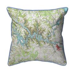 Tims Ford Lake, TN Nautical Map Extra Large Zippered Indoor/Outdoor Pillow 22x22