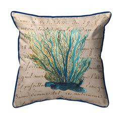 Blue Coral Beige Extra Large Zippered Pillow 22x22