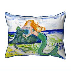 Mermaid on Rock  Indoor/Outdoor Extra Large Pillow 20x24
