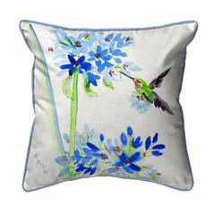 Hummingbird & Blue Flowers  Indoor/Outdoor Extra Large Pillow 22x22