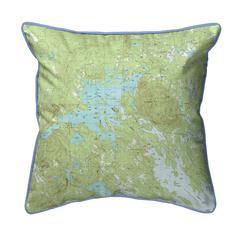 Squam Lake, NH Nautical Map Extra Large Zippered Indoor/Outdoor Pillow 22x22
