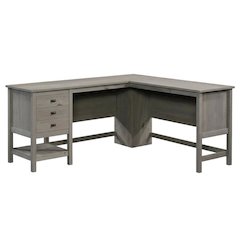 Modern L-Shaped Desk, Mystic Oak Finish, Rectangular Design, Spacious Surface