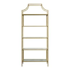 Open Shelving Unit in Satin Gold Finish for Modern Storage