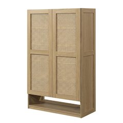 Bohemian Coastal Cottage Storage Cabinet In Ash Finish With Spacious Design