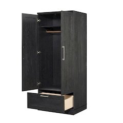 Raven Oak Storage Armoire With Contemporary Style And Spacious Design