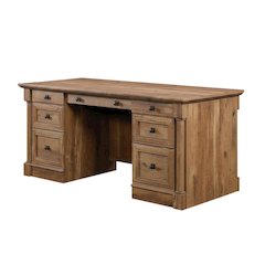 Vintage Oak Finish Modern Farmhouse Executive Desk With Rectangle Top