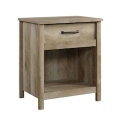 Lintel Oak Finish Night Stand with Industrial and Modern Farmhouse Style