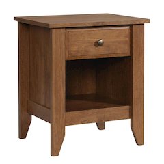 Oiled Oak Finish Night Stand with Coastal Cottage Style and Square Shape
