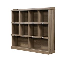 Salt oak finish bookcase with modern farmhouse and industrial style, rectangle