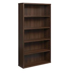 Contemporary Office Bookcase in Noble Elm Finish with Open Shelving