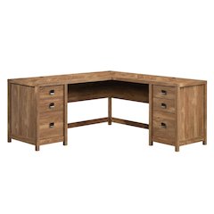 L-Shaped Office Desk In Sindoori Mango Finish For Modern Workspaces