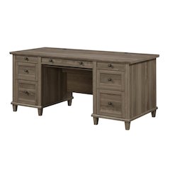 Emery Oak Executive Office Desk With Rectangular Shape And Traditional Style