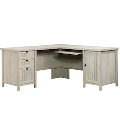 Chalked Chestnut Office L Desk With Coastal Cottage Style And Rectangular Shape