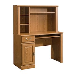 Traditional Brown Desk with Hutch, Rectangle Style, Sturdy Wood Finish