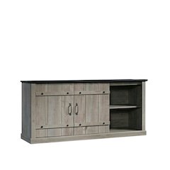 Modern brown credenza with industrial and farmhouse style for versatile storage
