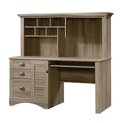 Coastal Cottage Desk with Hutch and Spacious Workspace for Home Office