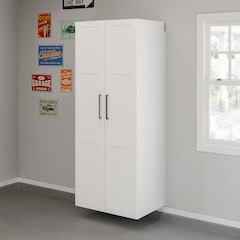 GarageCore 83" Deep Cabinet & Door Bundle, White Finish