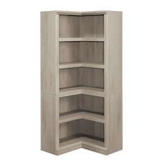Wooden storage bookcase in chalked chestnut finish with coastal cottage style