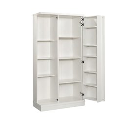 White Finish Storage Cabinet With Contemporary Design And Durable Construction
