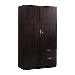 Wooden Storage Armoire In Brown With Spacious Compartment And Elegant Finish