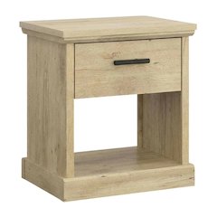 Modern Farmhous Style Night Stand in Oak Finish with Simple Rectangular Design