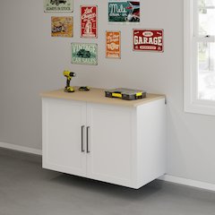 GarageCore Bundled Cabinet with MDF Top & Doors, White Finish