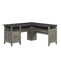 Modern Rectangular Office Desk With Mystic Oak Finish And Transitional Style